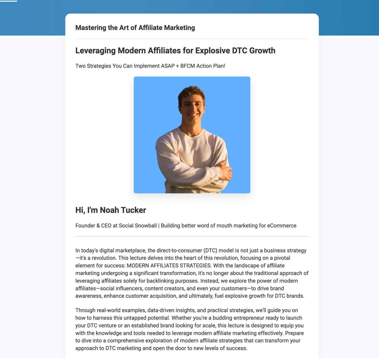 Mastering the Art of Affiliate Marketing with Noah Tucker