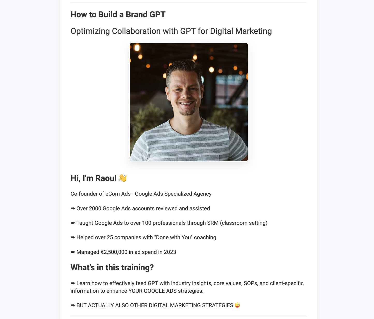 How to Build a Brand GPT with Raoul van Heerden [Masterclass Bundle]